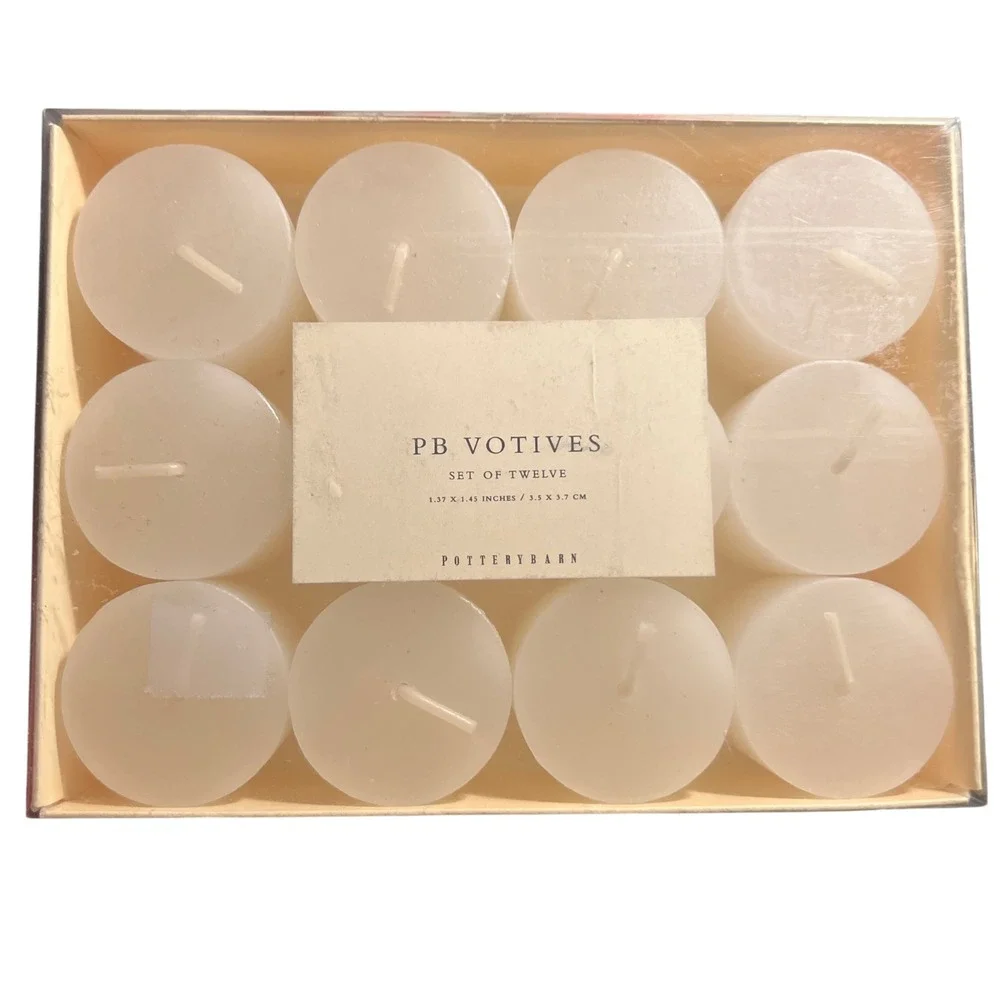 Pottery Barn PB Votives Set of 12 White Wax Candles 1.37